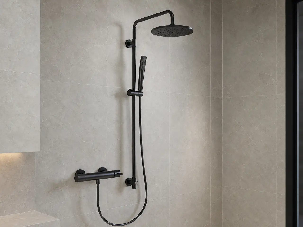 Matte black PVD shower system