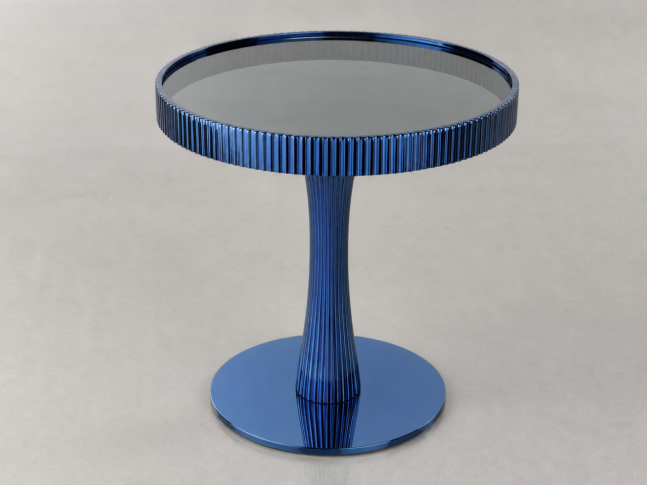 Blue PVD fluted side table