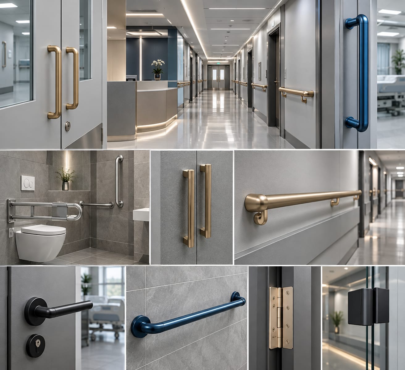 PVD architectural hardware in a healthcare interior
